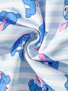 SHEIN Young Girls Cute Ruffled Tropical Floral Print One-Piece Swimsuit, Pink Tie Dye Beach Outfit, Swimwear, Beach Wear - Blue - View 7