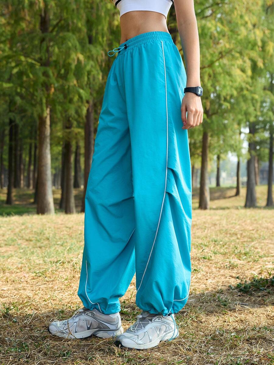 SHEIN In My Nature Quần nữ điều chỉnh eo, kiểu dáng thường ngày, đa năng, thích hợp cho tập luyện và hoạt động ngoài trời. - Màu xanh ngọc - Xem 1