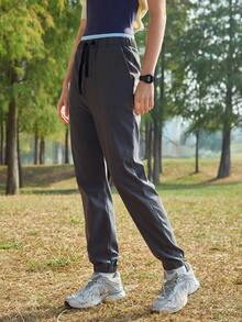 Exploreva Exploreva Women's Drawstring Waist Pockets Casual Versatile Daily Workout Outdoor Jogger Pants - Grey - View 4