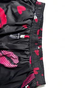 Velminro 男士舒适唇印家居服短袖T恤和短裤套装，唇印男士家居服爱心印花短裤套装，男士睡衣套装 - 彩色 - 查看 7