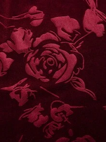 Sweetra 大码褶皱腰身印花紧身迷你连衣裙 - 酒紅色 - 查看 5