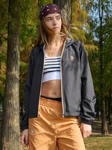 In My Nature Chaqueta casual con capucha para mujer para exteriores - Negro - Ver 5