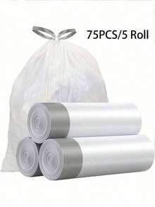 15Pcs/75pcs/Pack Thick Extra Large Drawstring Trash Bags, White Handles, Suitable For Kitchen, Office, Bedroom, Bathroom 4 Gallon Trash Cans, Convenient To Carry (Also Available In 15pcs/1 Roll Trial Pack),Kitchen,Bathroom,Home,Household Suppliers - Multicolor - View 19