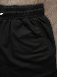 Manfinity Dauomo 男士时尚街头风撞色数字印花圆领短袖T恤短裤套装，夏季 - 彩色 - 查看 6