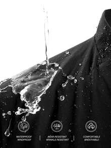 Sport MetroGents Chaqueta deportiva casual de hombre con estampado de cruz, cuello alto y cremallera, para otoño - Negro - Ver 3