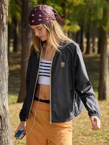 In My Nature Chaqueta casual con capucha para mujer para exteriores - Negro - Ver 7