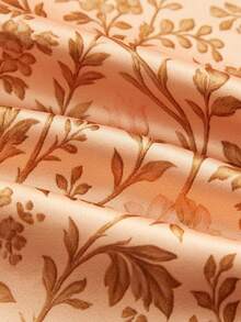 lacRébo Pantalones de satén fluido de color naranja claro con estampado floral, estilo vintage de primavera y verano, estilo francés y parisino - Marrón Mocha - Ver 10