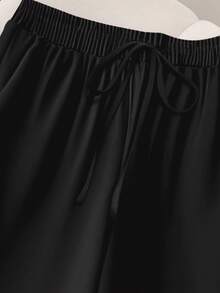 CosyJoli Quần ống rộng dáng suông, thắt dây rút, túi chéo, họa tiết hoa dành cho nữ cỡ lớn, thích hợp mặc hàng ngày, đi làm và đi nghỉ mát. - Nhiều màu - Xem 6