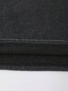 ROMWE MEN Essentials Áo thun nam tay ngắn dáng rộng, phối nhiều mảnh vải, kiểu dáng rách rưới - màu đen - Xem 6