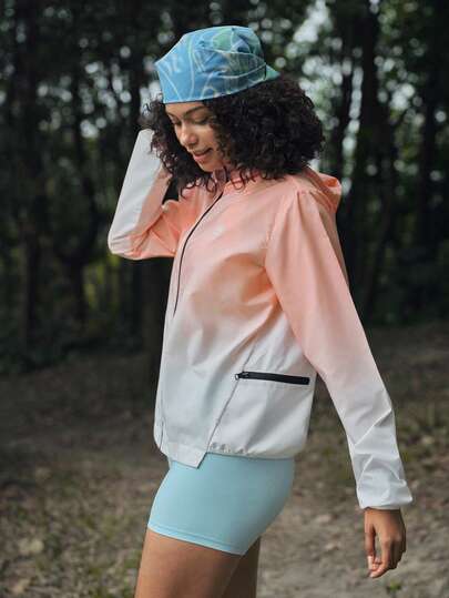 In My Nature Women's Hooded Zipper Front Letter Print Casual Versatile Daily Outdoor Long Sleeve Jacket