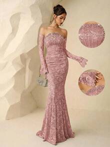 Coutiva Đầm dạ hội sang trọng, váy dạ hội cao cấp, kiểu dáng thanh lịch và tinh tế dành cho phái nữ. - Hồng - Xem 6