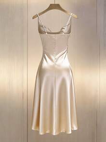 Franclia Women's Elegant Fitted Ruched Draped Neck Long Dress