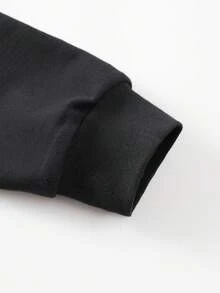 ROMWE MEN Street Life 男士复古水洗连帽衫，街头风 - 黑色 - 查看 4