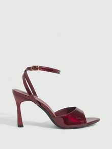 CUCCOO SZL Ivory Round Toe Lace Faux Pearl Elegant Wedding Party High Heel Sandals For Women For Christmas Spring Shoes - Mirror burgundy 225 - View 4