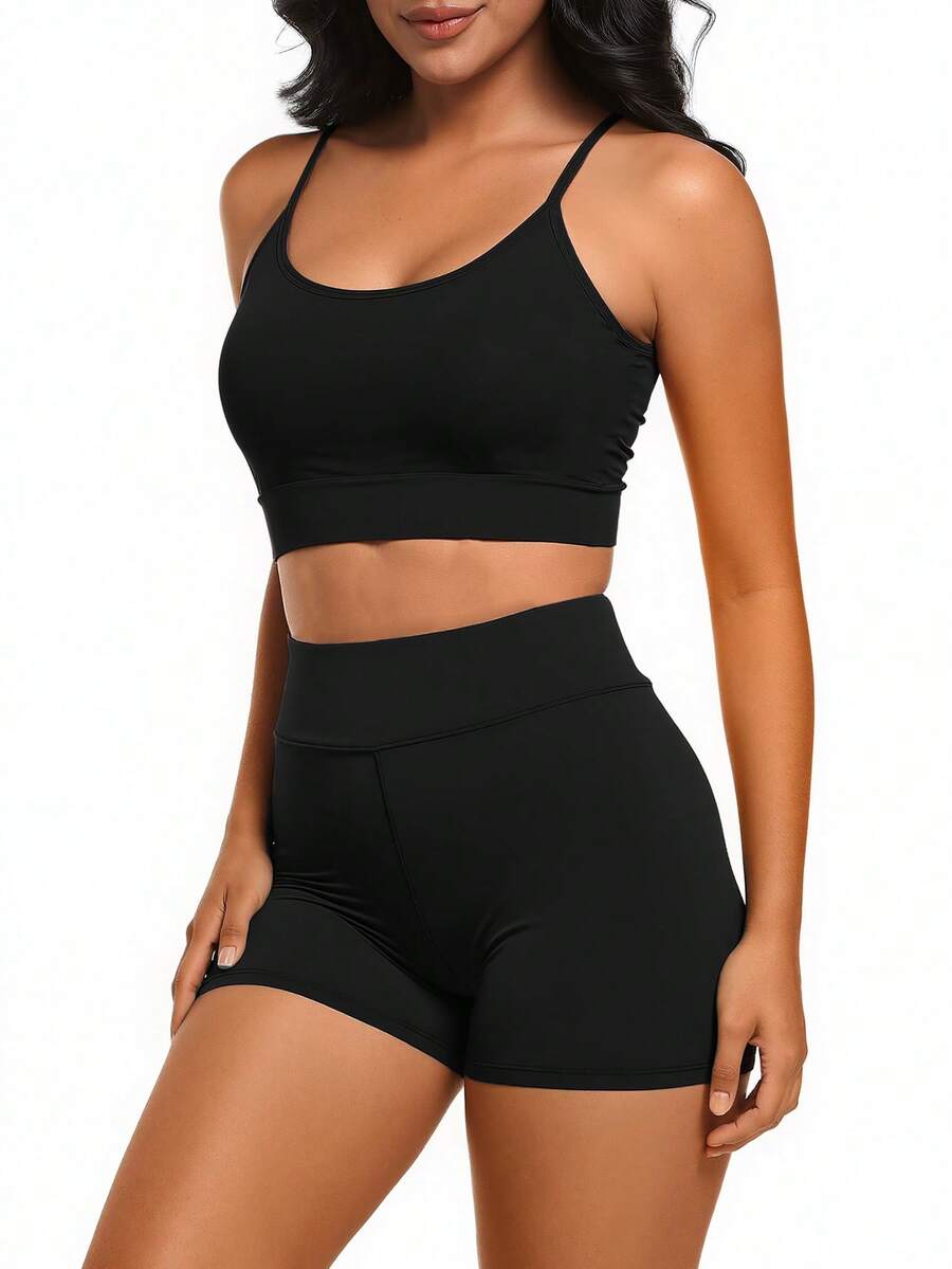 Summer Beach Solid Shorts Bikini - Svart - Visa 1