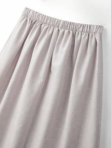 Franclia 女士法式优雅时尚休闲度假纯色弹力腰纽扣前开襟不对称褶皱A字裙，适合海滩度假，修身优雅半身裙，A字裙，喇叭裙休闲度假百搭女裙，2026新款半身裙，夏季度假套装半身裙，春季套装半身裙，波西米亚风夏季半身裙，希腊度假套装，职业装女装，棉布女装，优雅婚纱半身裙，仿亚麻面料半身裙，正式女士半身裙 - 淺灰色 - 查看 8