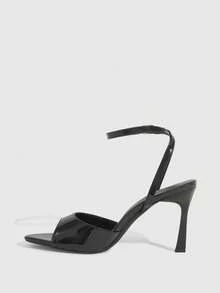 CUCCOO SZL 象牙色圆头蕾丝仿珍珠优雅婚礼派对高跟凉鞋，适合女士圣诞节和春季穿着 - 鏡面黑239 - 查看 9