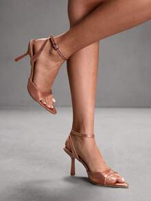 CUCCOO SZL Women's Pointed Toe Buckle Design Fashion High Heel Sandals For Daily Wear - Rose Gold - View 7