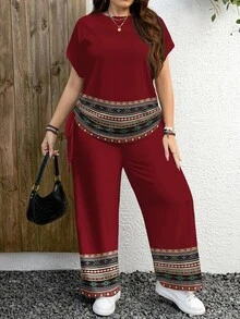 EMERY ROSE 休闲复古碎花图案加大码两件套，适合春夏穿着 - 彩色 - 查看 3