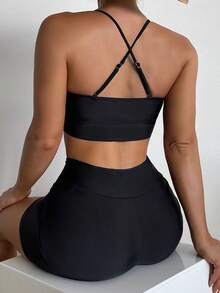 Summer Beach Solid Shorts Bikini - Svart - Visa 2