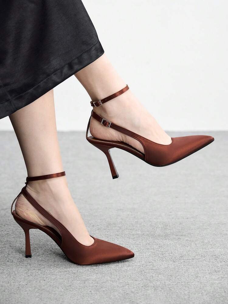 CUCCOO BIZCHIC Women's Pointed Toe High Heel Shoes With Ankle Strap, Versatile And Elegant