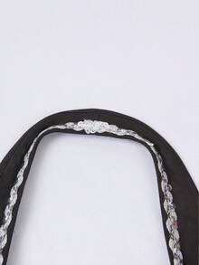 GlowEve Top de tirantes con cuello halter con decoración de flores 3D de strass para mujer - Negro - Ver 3