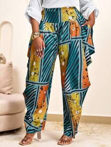 Brilight Quần nữ thanh lịch, cổ điển, đa năng, họa tiết nhuộm tie-dye, dáng ống côn, ống rộng, bo gấu, xếp ly, có túi, kiểu harem, dáng suông thoải mái, ống rộng, bo gấu, quần harem, quần công sở đa năng cho nữ, quần đi chơi. - Nhiều màu - Xem 3