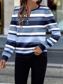 EMERY ROSE Sudadera ligera con cuello redondo y cremallera delantera para mujer, adecuada para principios de primavera - Multicolor - Ver 6