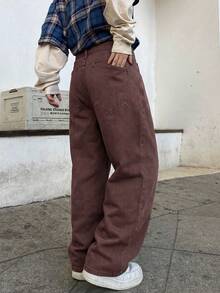 Manfinity EMRG Men's Loose Casual Versatile Jeans With Pockets - Brown - View 2