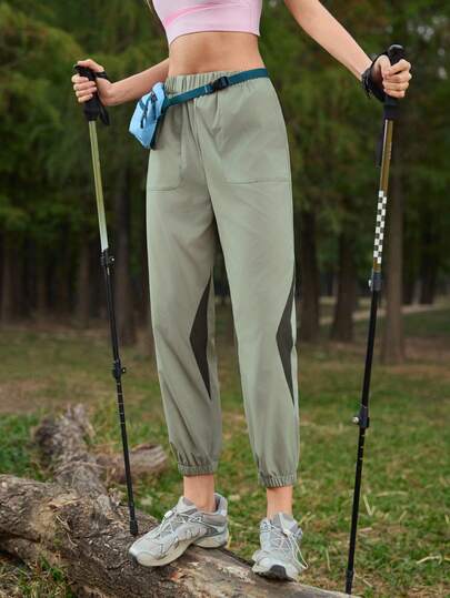 Exploreva 女士弹力腰带休闲百搭日常运动户外运动裤