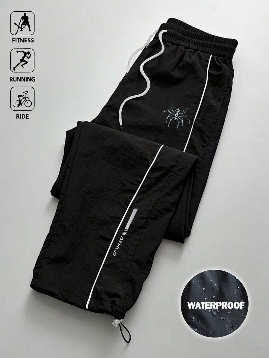 Gym Rark Men's Contrast Trim Spider Print Sports Pants Sweat Pants - Black - View 1