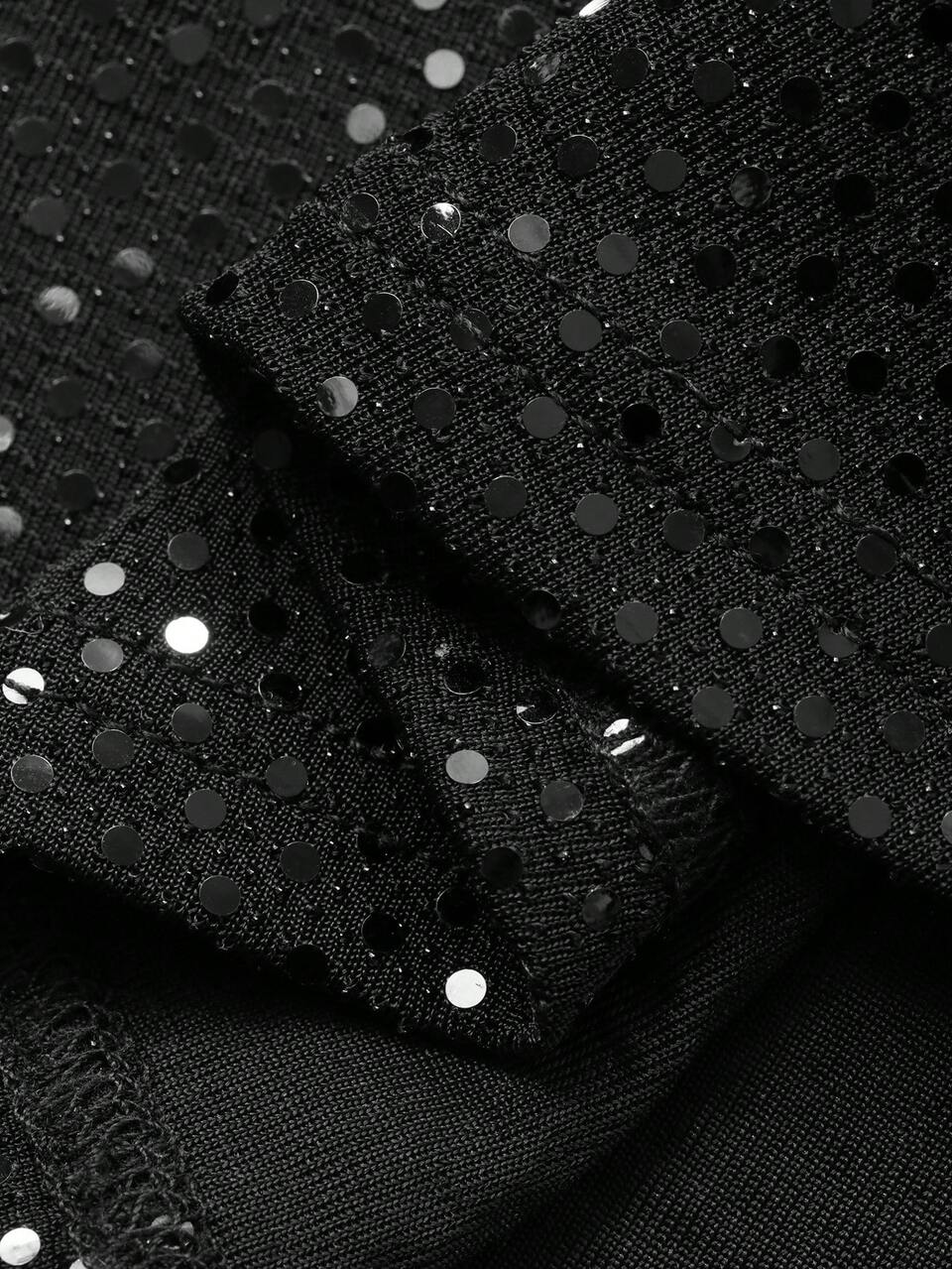 Elegant French Sequin Mermaid Dress, Women's Short Sleeve Slim Fit V-Neck Long Dress, Graceful & Charming Dress Sundress