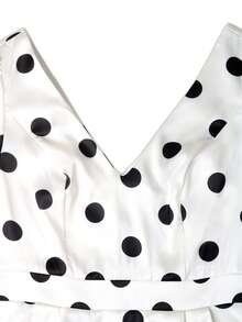 GlowEve 优雅通勤波点印花泡泡袖连衣裙