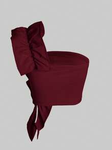 Aveloria Revavyn Áo croptop lệch vai xếp ly nhún bèo, kiểu dáng dễ thương và hài hước. - Đỏ - Xem 2