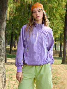 SHEIN In My Nature Women's Outdoor Zip Pocket Purple Long Sleeve Jacket