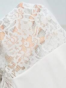 SHEIN Lady Bộ 2 món dành cho nữ gồm váy ôm sát in họa tiết hình học và áo khoác tay phồng ngắn màu trơn, bộ đồ mùa hè, áo blazer ren và chân váy, bộ đồ hai mảnh dành cho nữ công sở, bộ đồ công sở thường ngày, bộ đồ mùa xuân hè thanh lịch, màu vàng sang trọng, cổ điển, thích hợp cho công việc, đám cưới, tiệc cưới, lễ tình nhân, tiệc năm mới, trang phục công sở thường ngày dành cho nữ, trang phục công sở mùa thu đông. - trắng - Xem 7