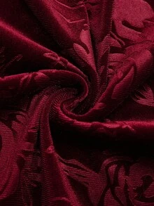 Sweetra 大码褶皱腰身印花紧身迷你连衣裙 - 酒紅色 - 查看 3