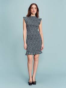 lacRébo 绿色碎花迷你连衣裙，荷叶边肩部设计，浪漫春夏风格，法式巴黎风情 - 彩色 - 查看 7