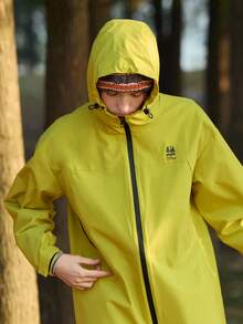 SHEIN In My Nature 女士时尚多功能拉链抽绳连帽户外外套，适合春秋季穿着 - 黃色 - 查看 2