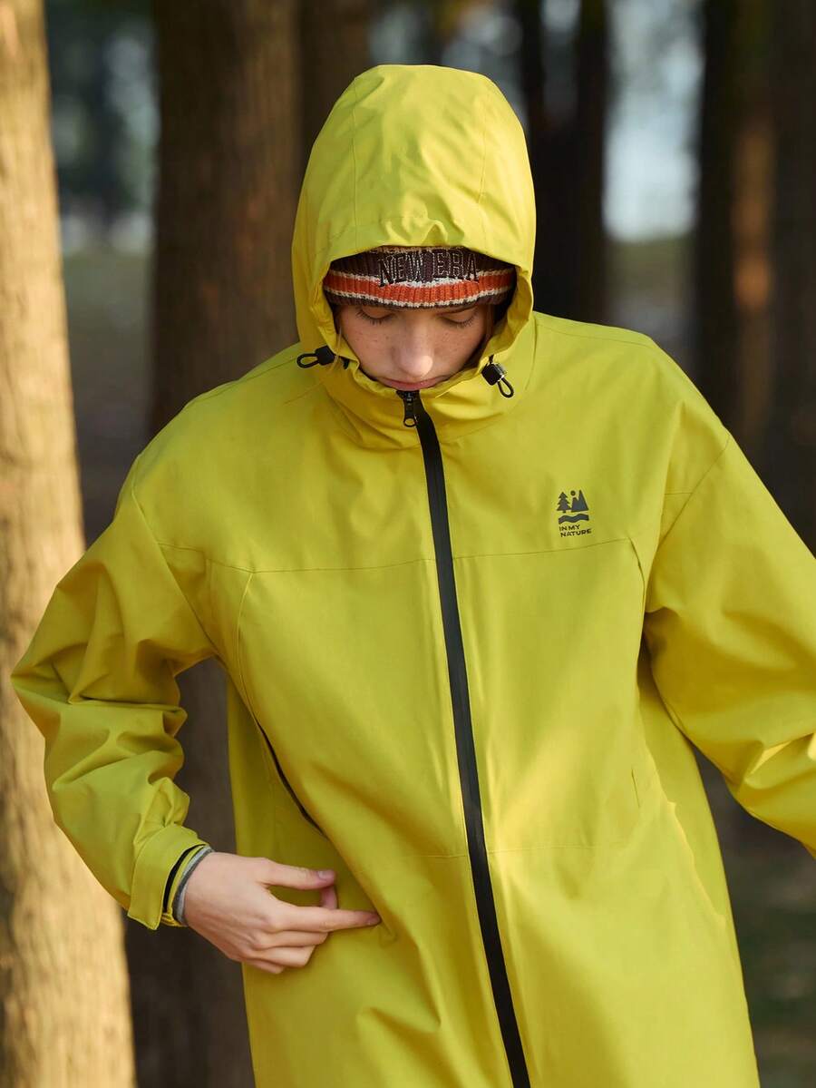 SHEIN In My Nature Women's Fashionable Versatile Zip-Up Drawstring Hooded Outdoor Jacket, Suitable For Spring And Autumn - Yellow - View 1
