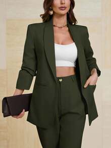 Aveloria Modichic 披肩领前开式休闲西装外套 - 綠色 - 查看 1