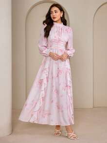 Graceveil Women's Ditsy Floral Dress, High-End Formal Dress, Arabic Style Dress - Pink - View 1