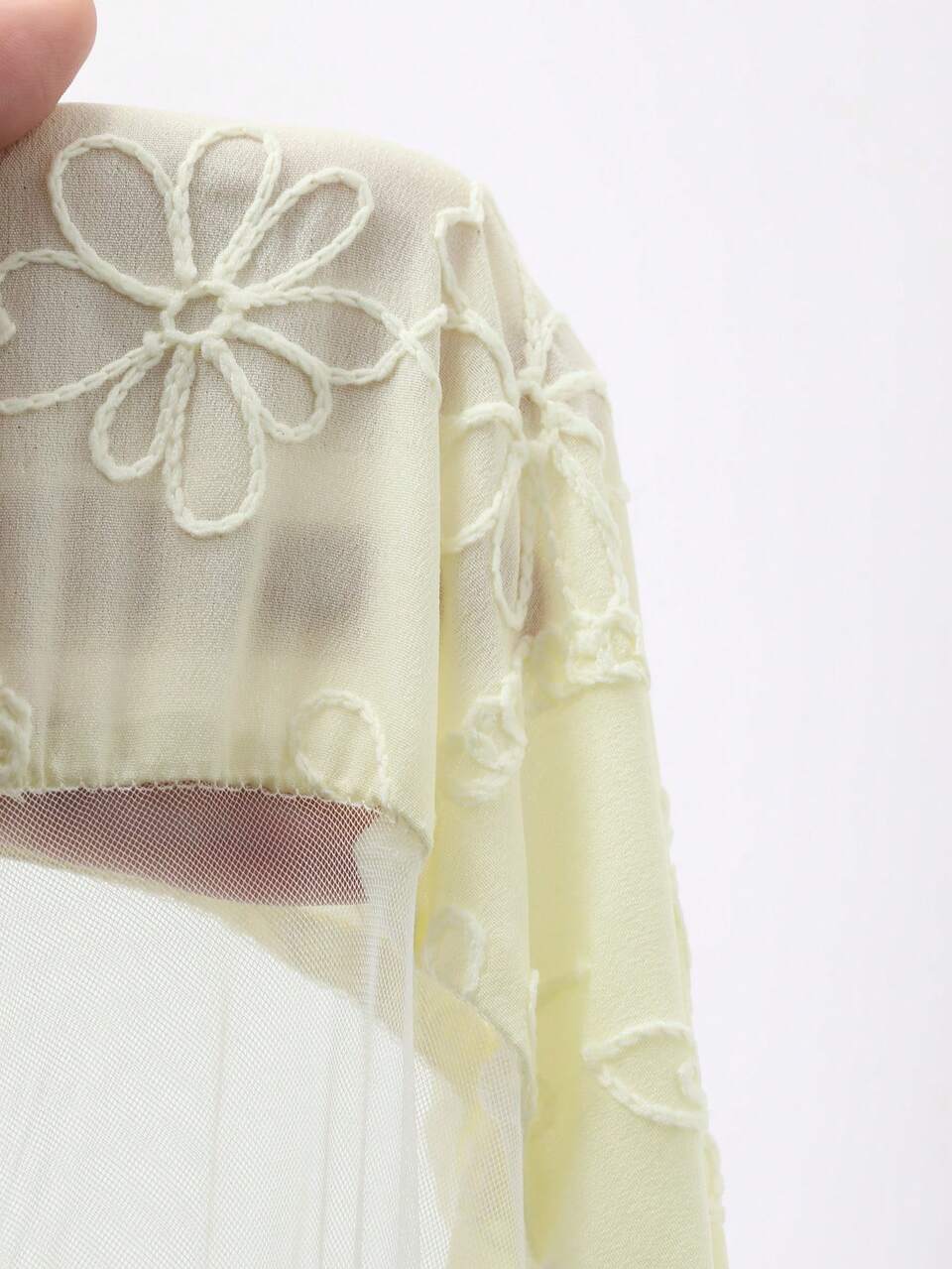 Contrast Lace Sheer Embroidery Dress For Women Sundress