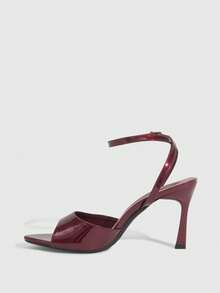 CUCCOO SZL Ivory Round Toe Lace Faux Pearl Elegant Wedding Party High Heel Sandals For Women For Christmas Spring Shoes - Mirror burgundy 225 - View 9