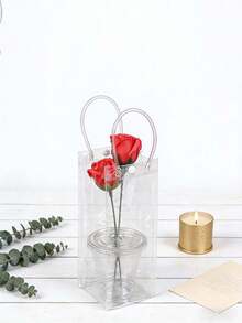 20/50pcs Tote Bags, Flower Bags, Gift Transparent Bags, Reusable With Snap Buttons For Holiday Parties, Universal Souvenir Bags - Clear - View 4