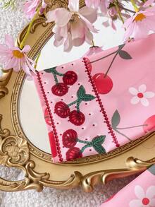 SHEIN Đầm dài tay cổ tròn in hình hoa anh đào cho bé gái - Hồng - Xem 6