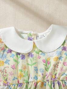 Souflis Souflis 法国新款复活节女婴黄色兔子花园图案彼得潘领短袖连衣裙，适合居家、外出及各种场合穿着。 - 黃色 - 查看 11