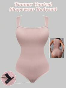 1件装女士纯色无缝束腰三角连体衣黑色吊带三角裤塑身衣休闲收腹塑身衣 - 杏色 - 查看 6