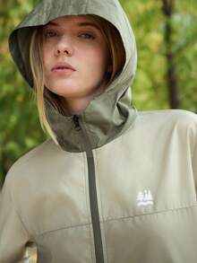 SHEIN In My Nature 女士连帽拉链字母印花休闲百搭日常户外长袖外套 - 薄荷綠 - 查看 5