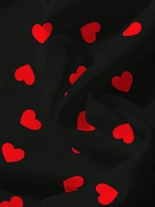 EMERY ROSE Plus Size Heart Print Casual Minimalist Shirt, Suitable For Summer Spring - Multicolor - View 4